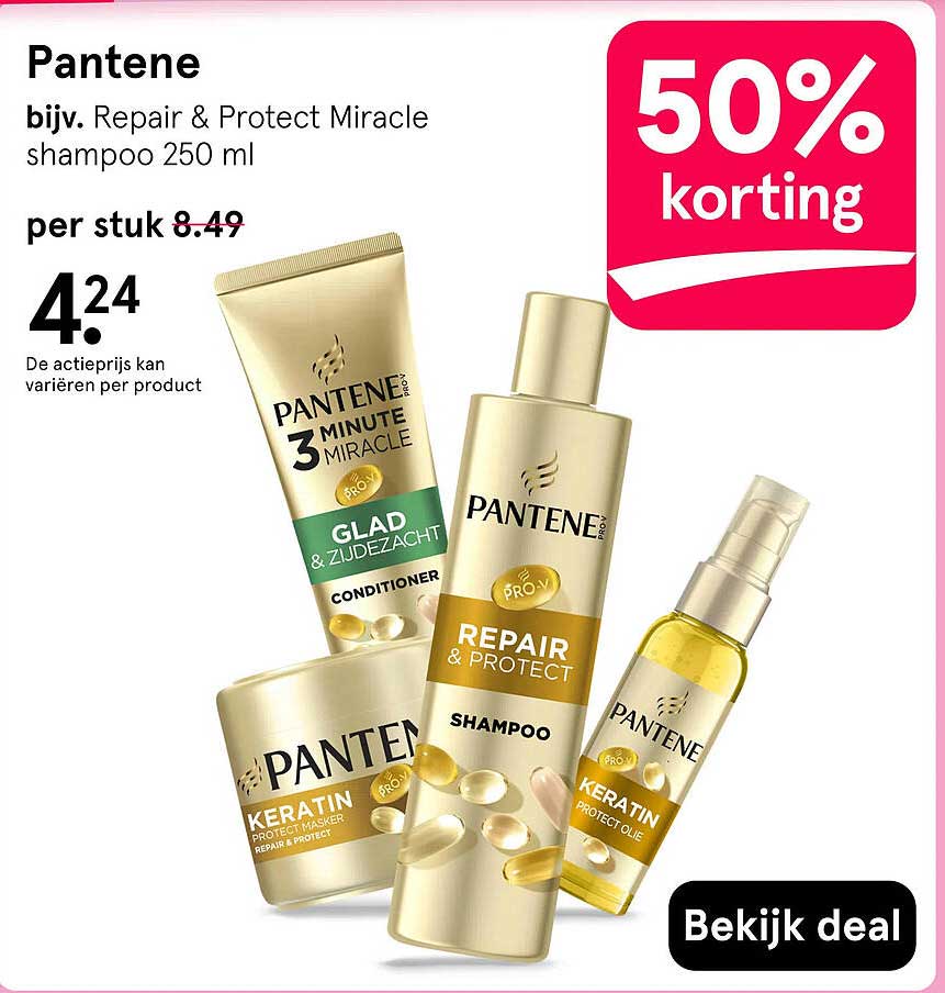 Pantene bijv. Repair & Protect Miracle shampoo 250 ml 50% korting