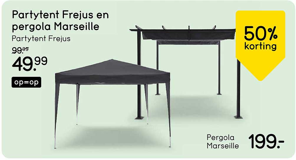 Partytent Frejus en pergola Marseille 50% korting
