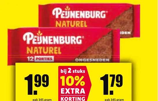 Peijnenburg Naturel 12 porties ongesneden bij 2 stuks 10% extra korting