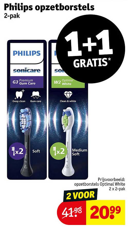 Philips opzetborstels 2-pak 1+1 gratis