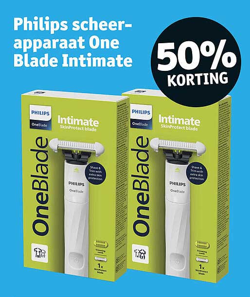 Philips scheer-apparaat One Blade Intimate 50% korting