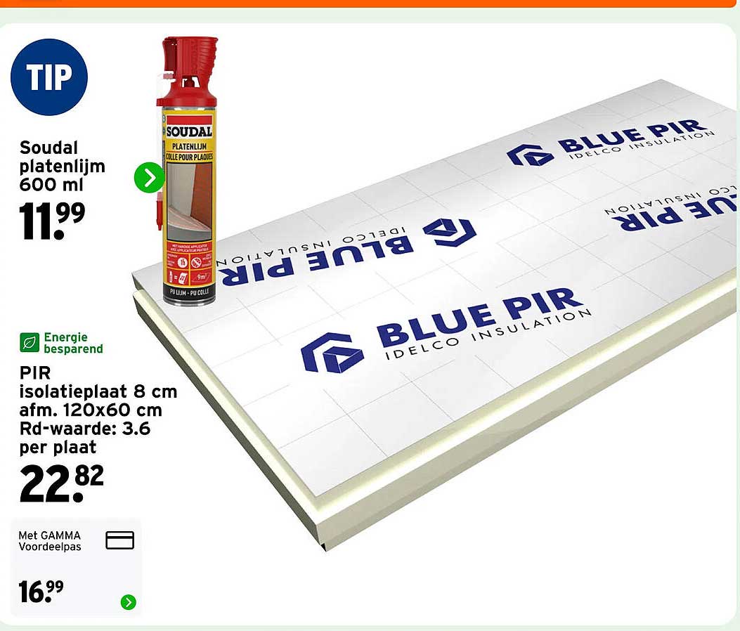 PIR isolatieplaat 8 cm atm. 120x60 cm Rd-waarde: 3.6 per plaat