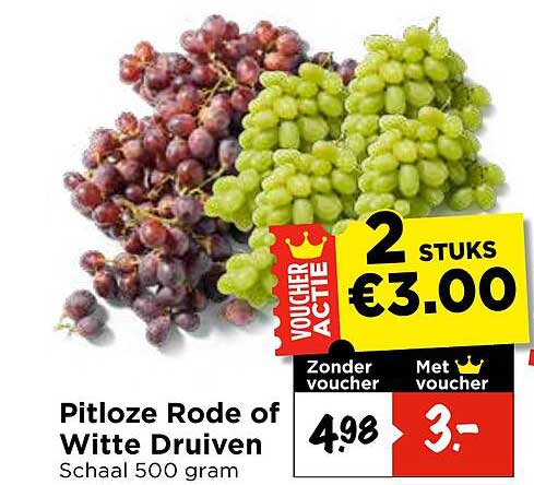 Pitloze Rode of Witte Druiven Schaal 500 gram 2 stuks €3.00