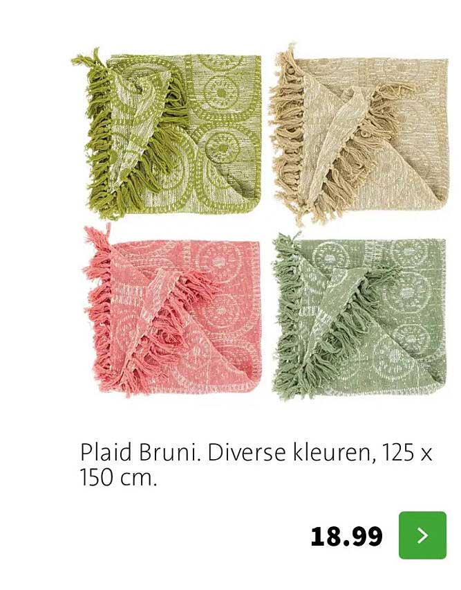 Plaid Bruni. Diverse kleuren, 125 x 150 cm.