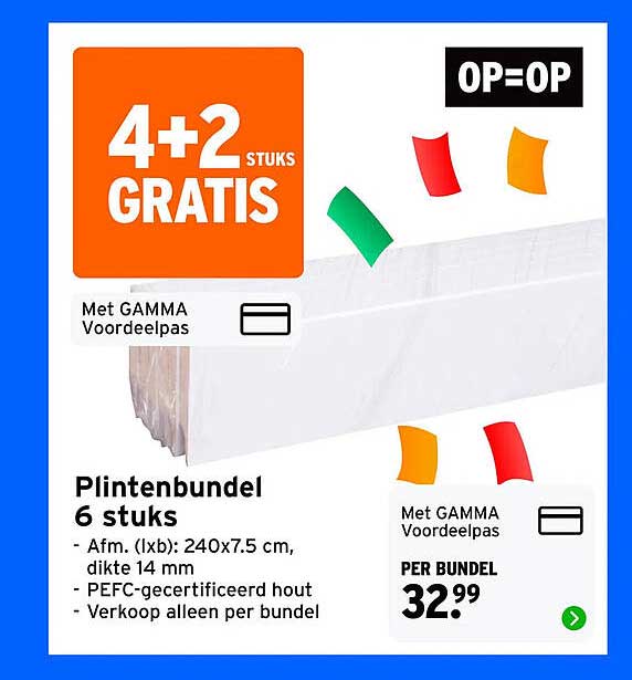 Plintenbundel 6 stuks 4+2 stuks gratis