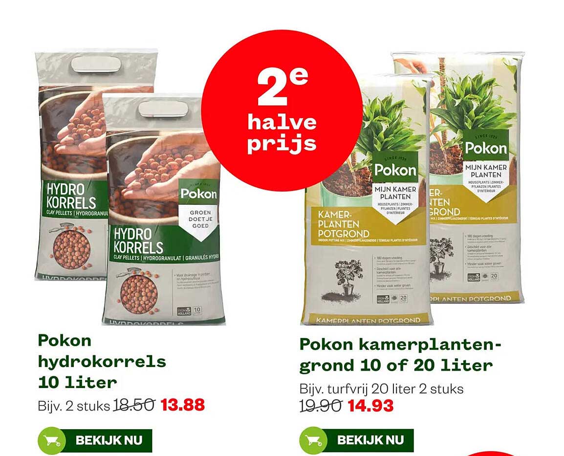 Pokon hydrokorrels 10 liter 2e halve prijs
