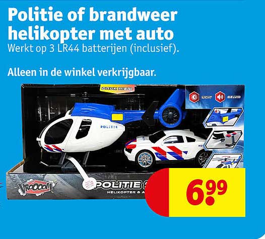 Politie of brandweer helikopter met auto