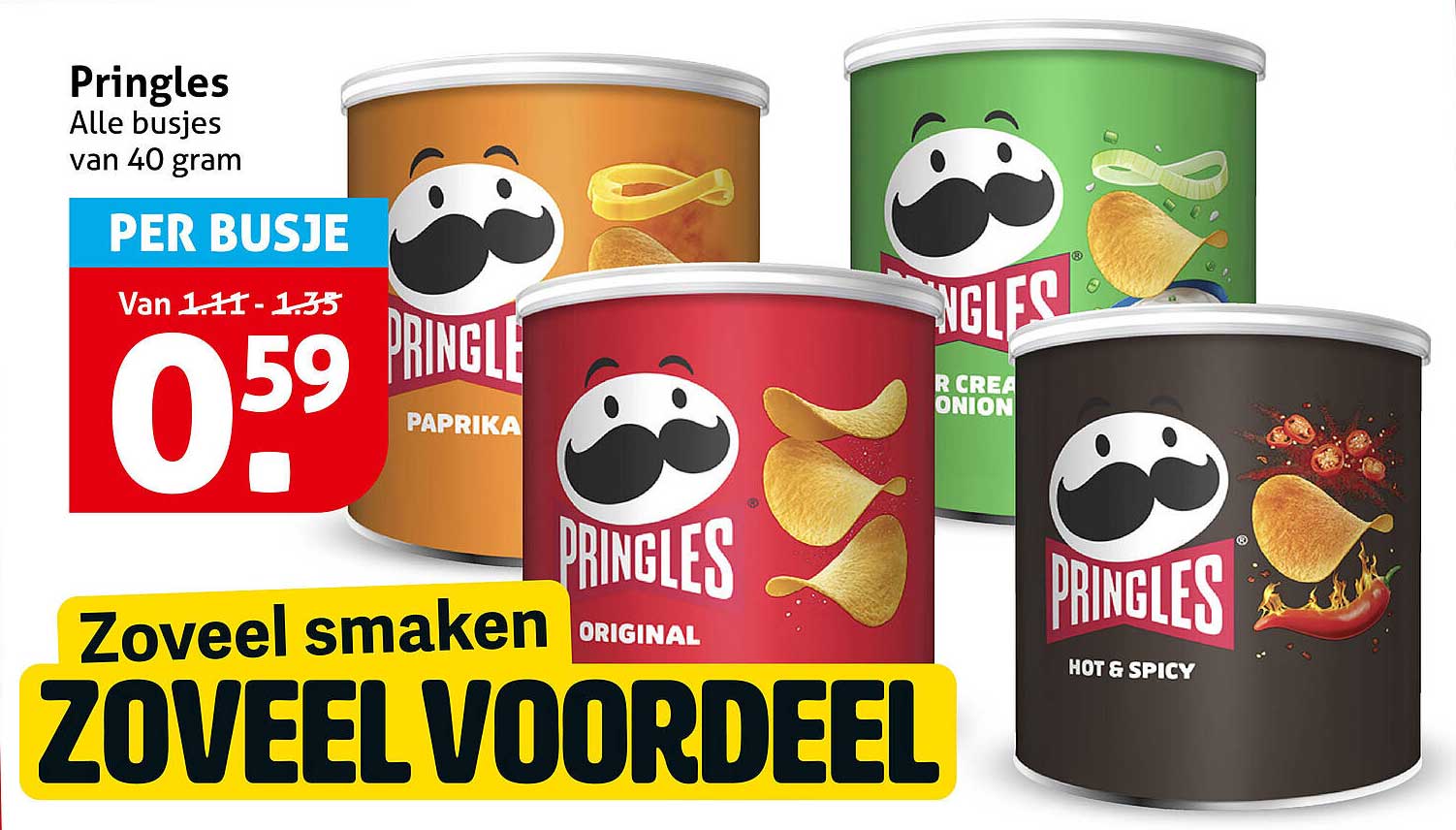 Pringles Alle busjes van 40 gram PER BUSJE