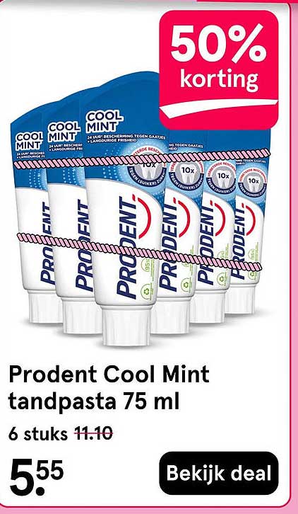 Prodent Cool Mint tandpasta 75 ml 50% korting