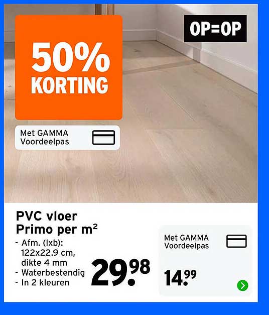 PVC vloer Primo per m² - 50% KORTING