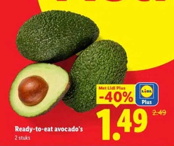 Ready-to-eat avocado's 2 stuks Met Lidl Plus -40%