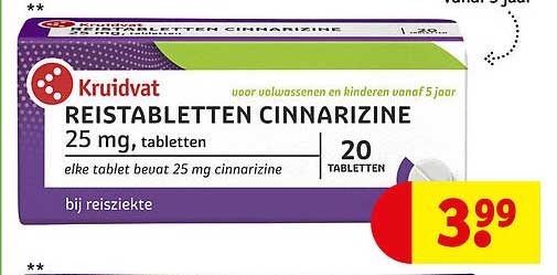 REISTABLETTEN CINNARIZINE 25 mg, tabletten