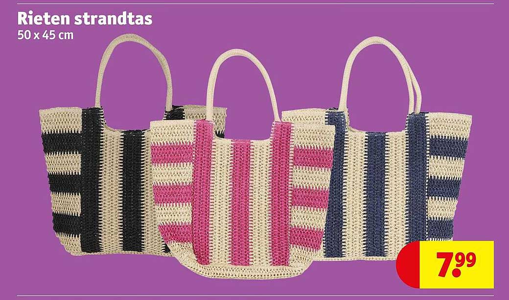 Rieten strandtas 50 x 45 cm