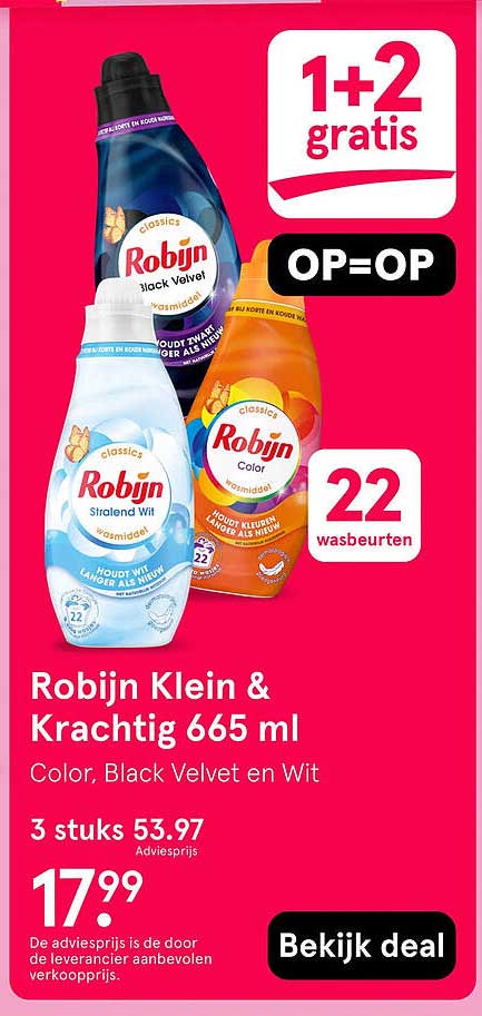 Robijn Klein & Krachtig 665 ml 1+2 gratis
