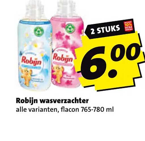 Robijn wasverzachter alle varianten, flacon 765-780 ml 2 STUKS