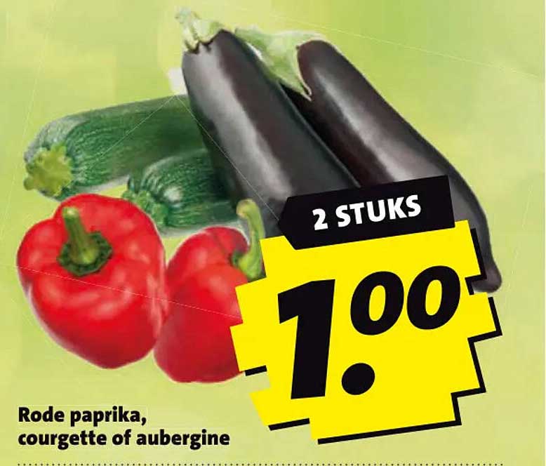 Rode paprika, courgette of aubergine 2 STUKS