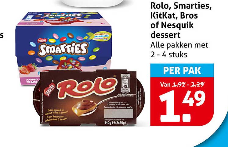 Rolo, Smarties, KitKat, Bros of Nesquik dessert