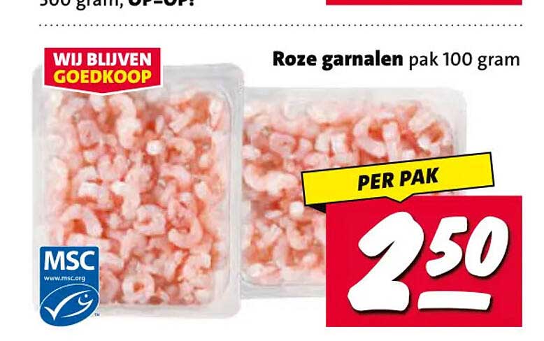 Roze garnalen pak 100 gram