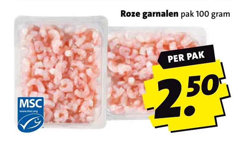 Roze garnalen pak 100 gram PER PAK