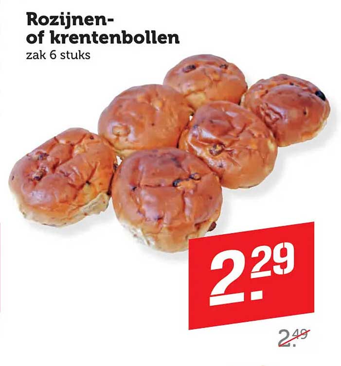 Rozijnen- of krentenbollen zak 6 stuks