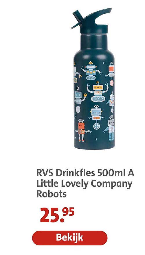 RVS Drinkfles 500ml A Little Lovely Company Robots