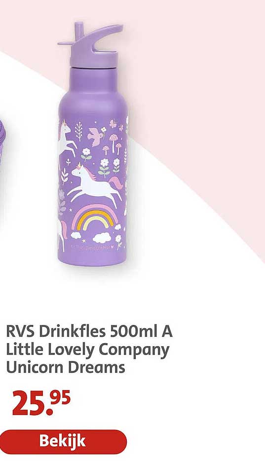 RVS Drinkfles 500ml A Little Lovely Company Unicorn Dreams
