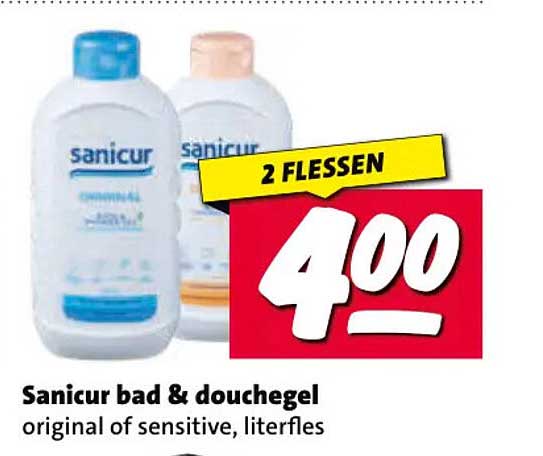 Sanicur bad & douchegel original of sensitive, literfles 2 flessen