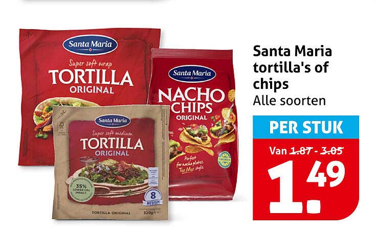 Santa Maria tortilla's of chips Alle soorten PER STUK
