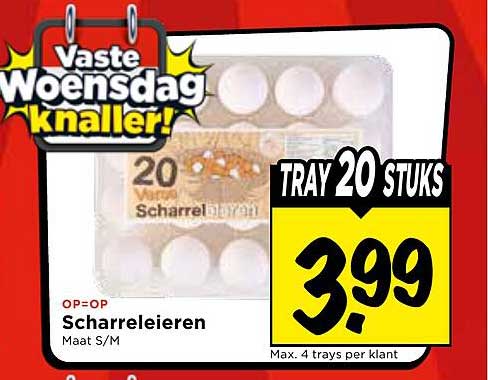 Scharreleieren Maat S/M Tray 20 stuks