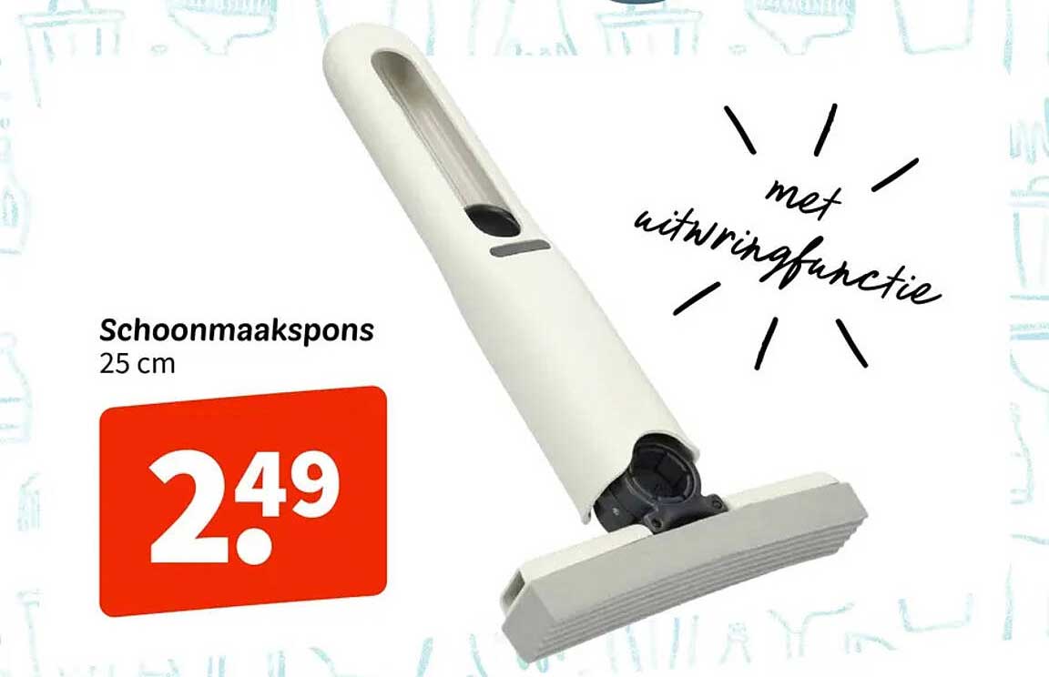 Schoonmaakspons 25 cm met uitwringfunctie