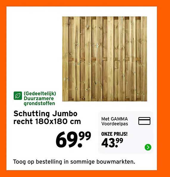 Schutting Jumbo recht 180x180 cm