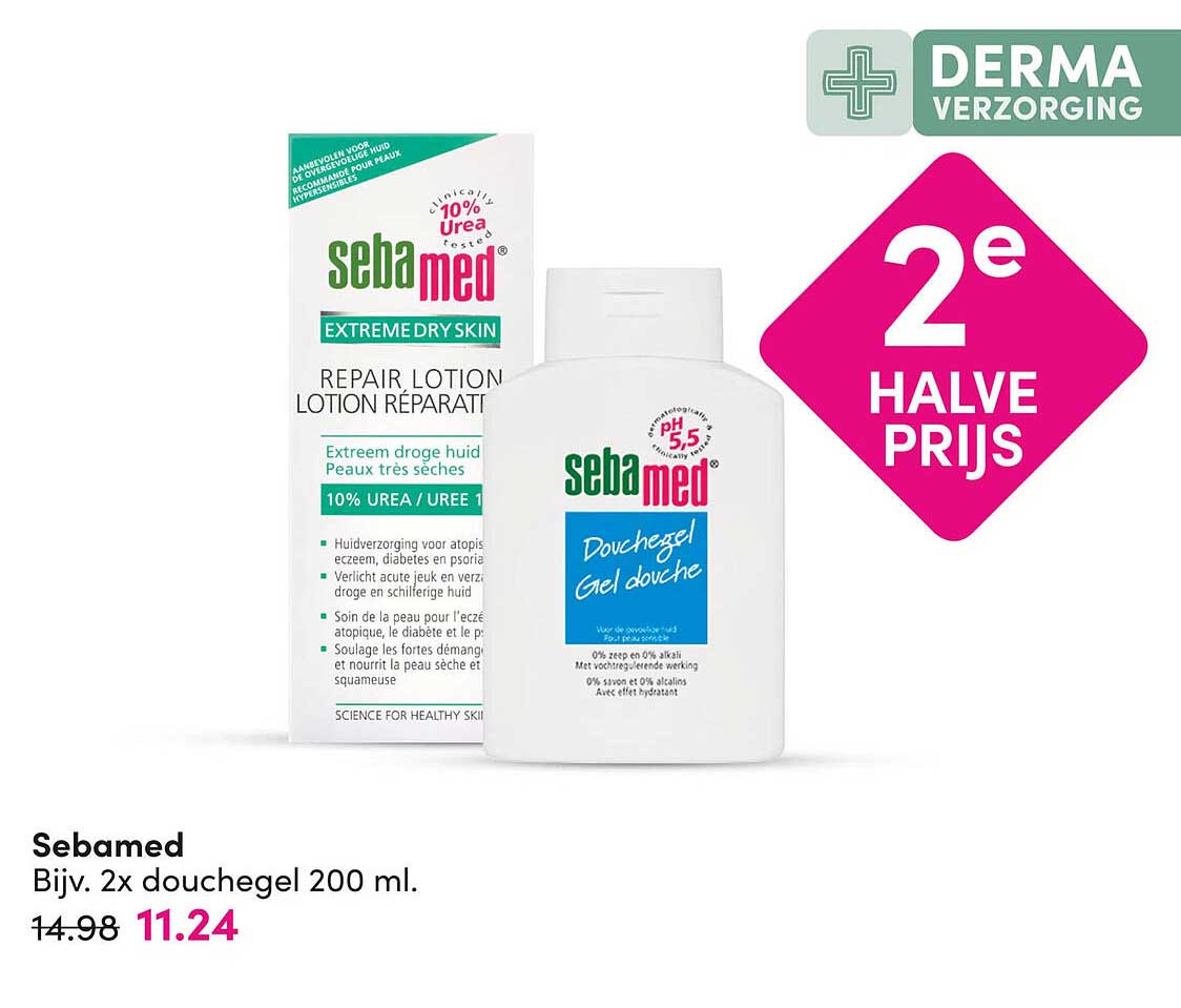 Sebamed Bijv. 2x douchegel 200 ml. 2e halve prijs