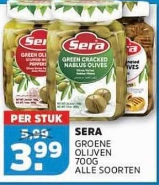 SERA GROENE OLIJVEN 700G ALLE SOORTEN