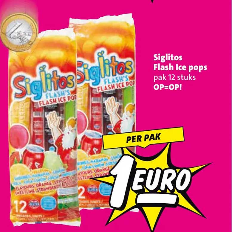 Siglitos Flash Ice pops pak 12 stuks OP=OP! PER PAK 1 EURO