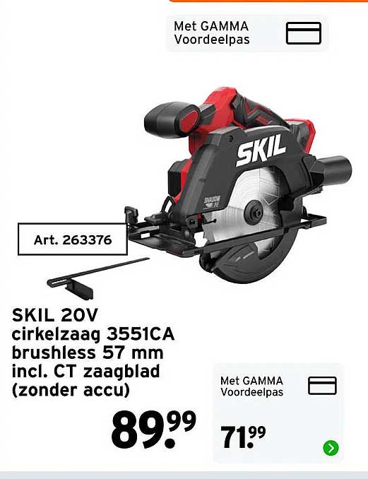 SKIL 20V cirkelzaag 3551CA brushless 57 mm incl. CT zaagblad (zonder accu)