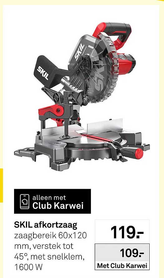 SKIL afkortzaag zaagbereik 60x120 mm, verstek tot 45°, met snelklem, 1600 W
