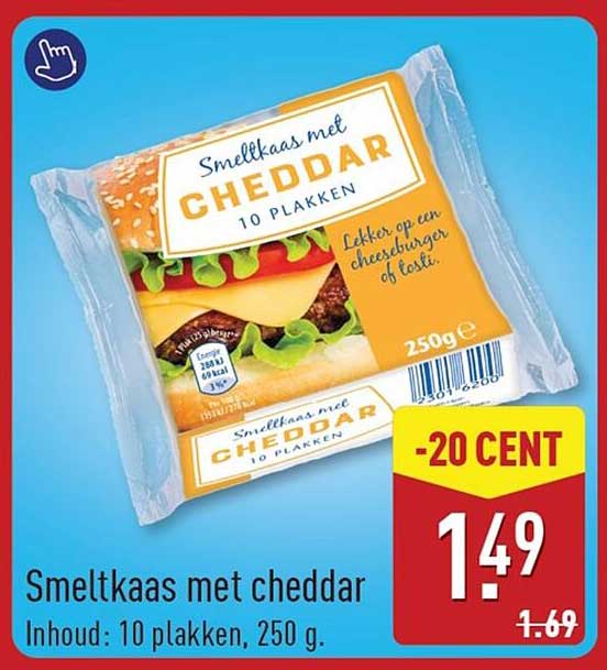 Smeltkaas met cheddar 10 plakken -20 CENT