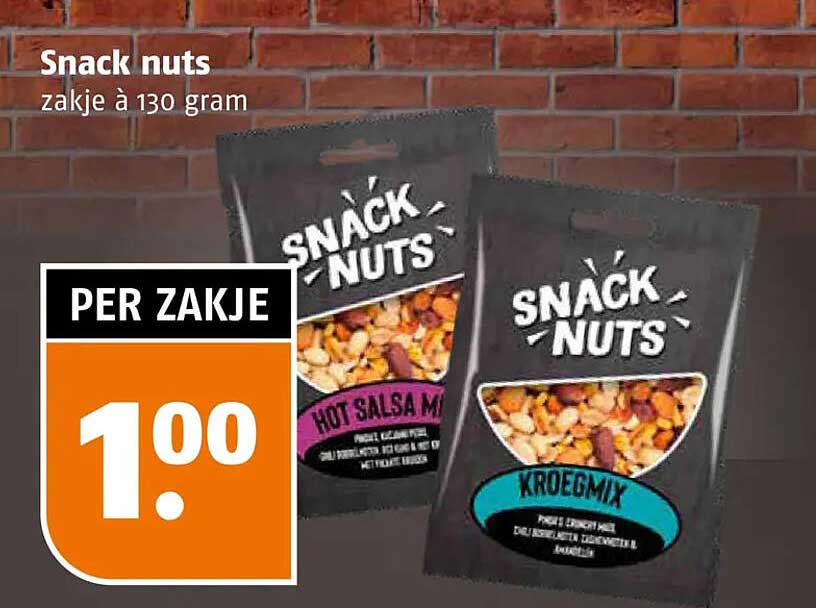 Snack nuts zakje à 130 gram