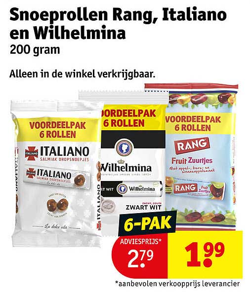 Snoeprollen Rang, Italiano en Wilhelmina 200 gram