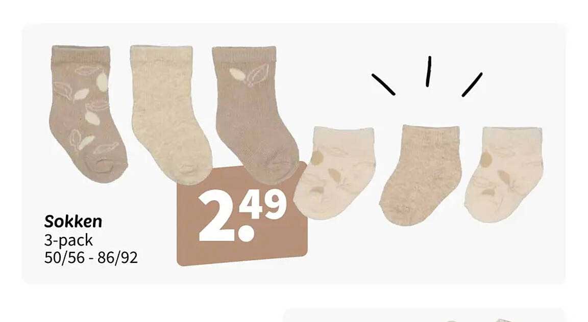 Sokken 3-pack 50/56 - 86/92