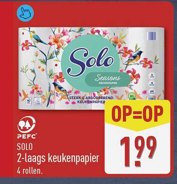 SOLO 2-laags keukenpapier 4 rollen. OP=OP