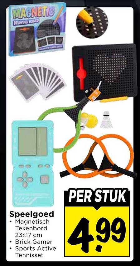 Speelgoed Magnetisch Tekenbord 23x17 cm Brick Gamer Sports Active Tennisset PER STUK
