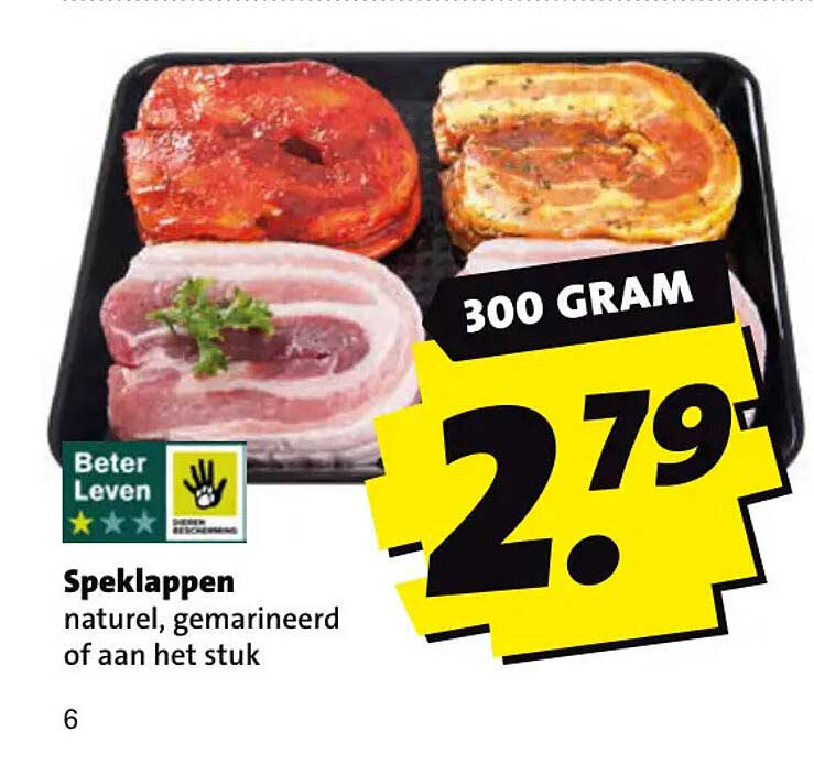 Speklappen natuur, gemarineerd of aan het stuk