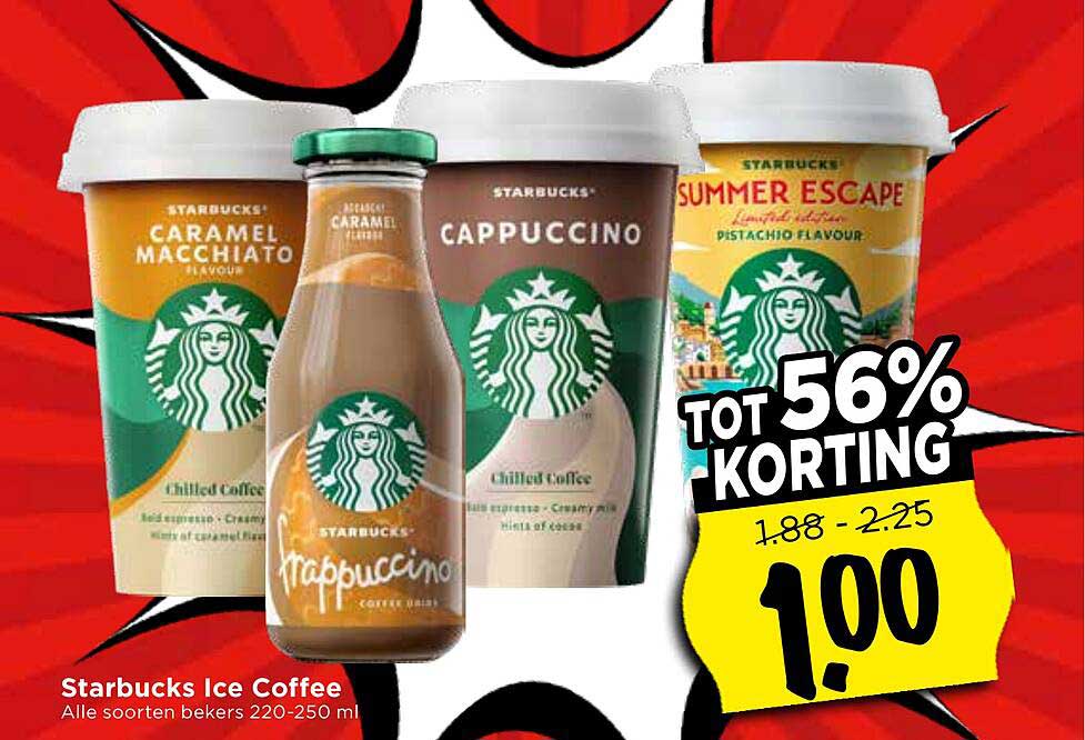 Starbucks Ice Coffee Alle soorten bekers 220-250 ml TOT 56% KORTING