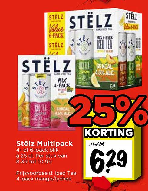 Stëlz Multipack 4- of 6-pack blik à 25 cl. Per stuk van 8.39 tot 10.99 25% KORTING