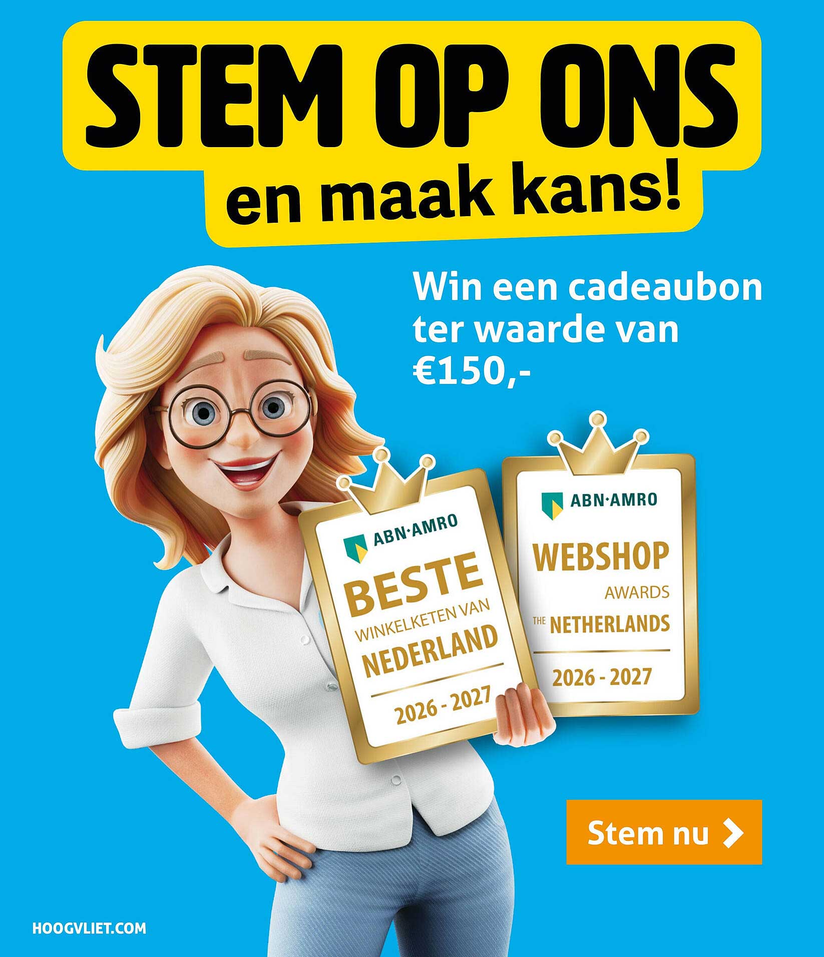 Stem op ons en maak kans! Win een cadeaubon ter waarde van €150,-