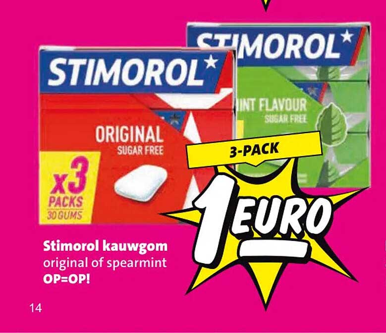 Stimorol kauwgom original of spearmint 3-pack