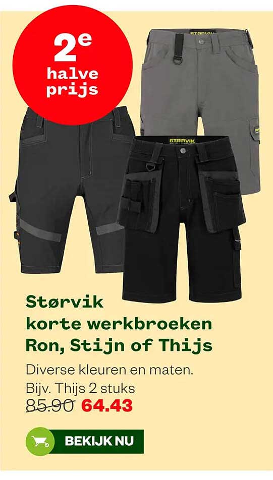 Størvik korte werkbroeken Ron, Stijn of Thijs 2e halve prijs