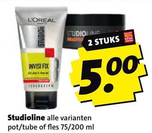Studioline alle varianten pot/tube of fles 75/200 ml 2 STUKS
