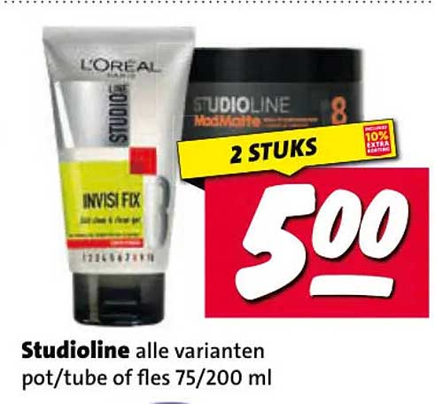 Studioline alle varianten pot/tube of fles 75/200 ml 2 STUKS